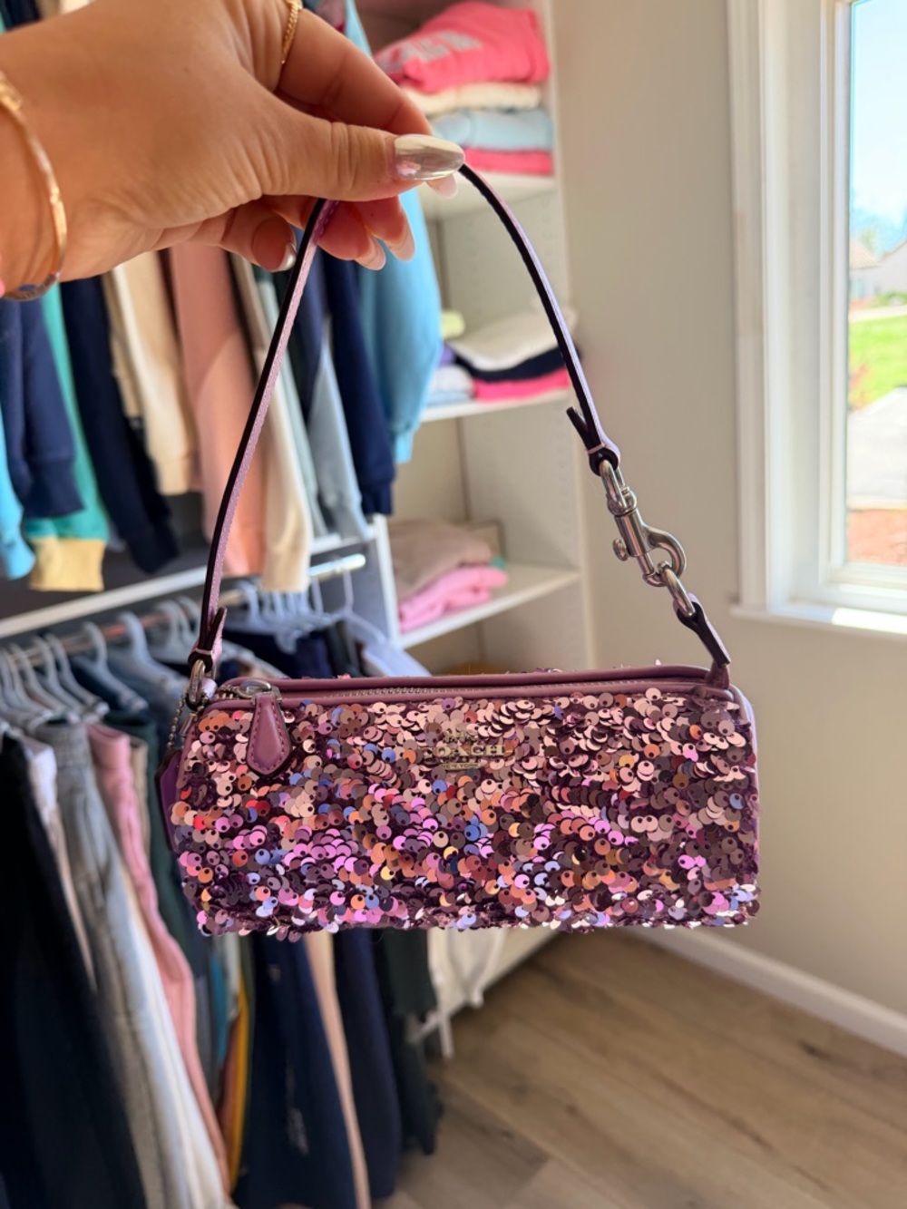 Coach Purple Sequin Mini Shoulder Bag